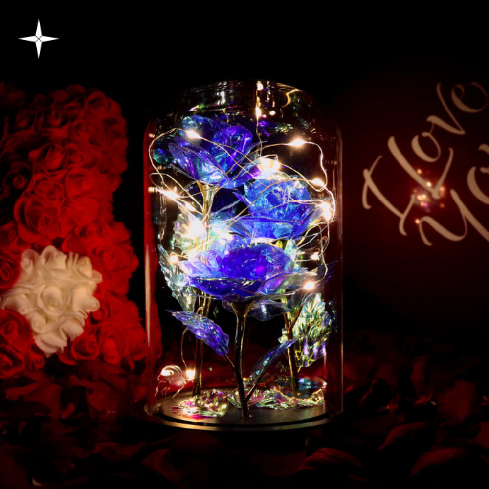 SparklyRose™ | Glimrande Glitter Förtrollad Ros LED Glasdisplay