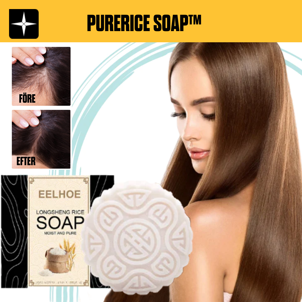 PureRice Soap™ | Shampoobar för hårväxt med risblomma