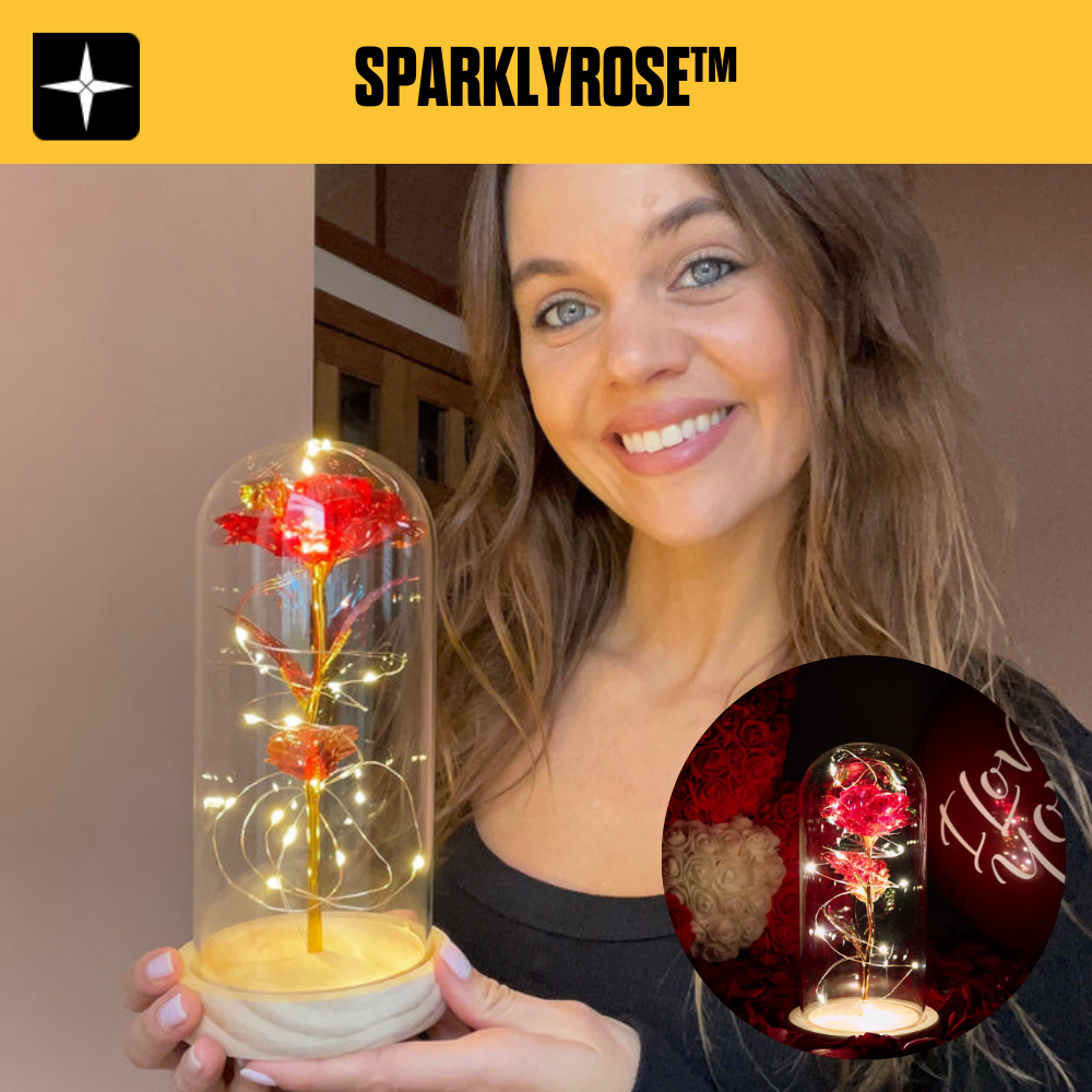 SparklyRose™ | Glimrande Glitter Förtrollad Ros LED Glasdisplay