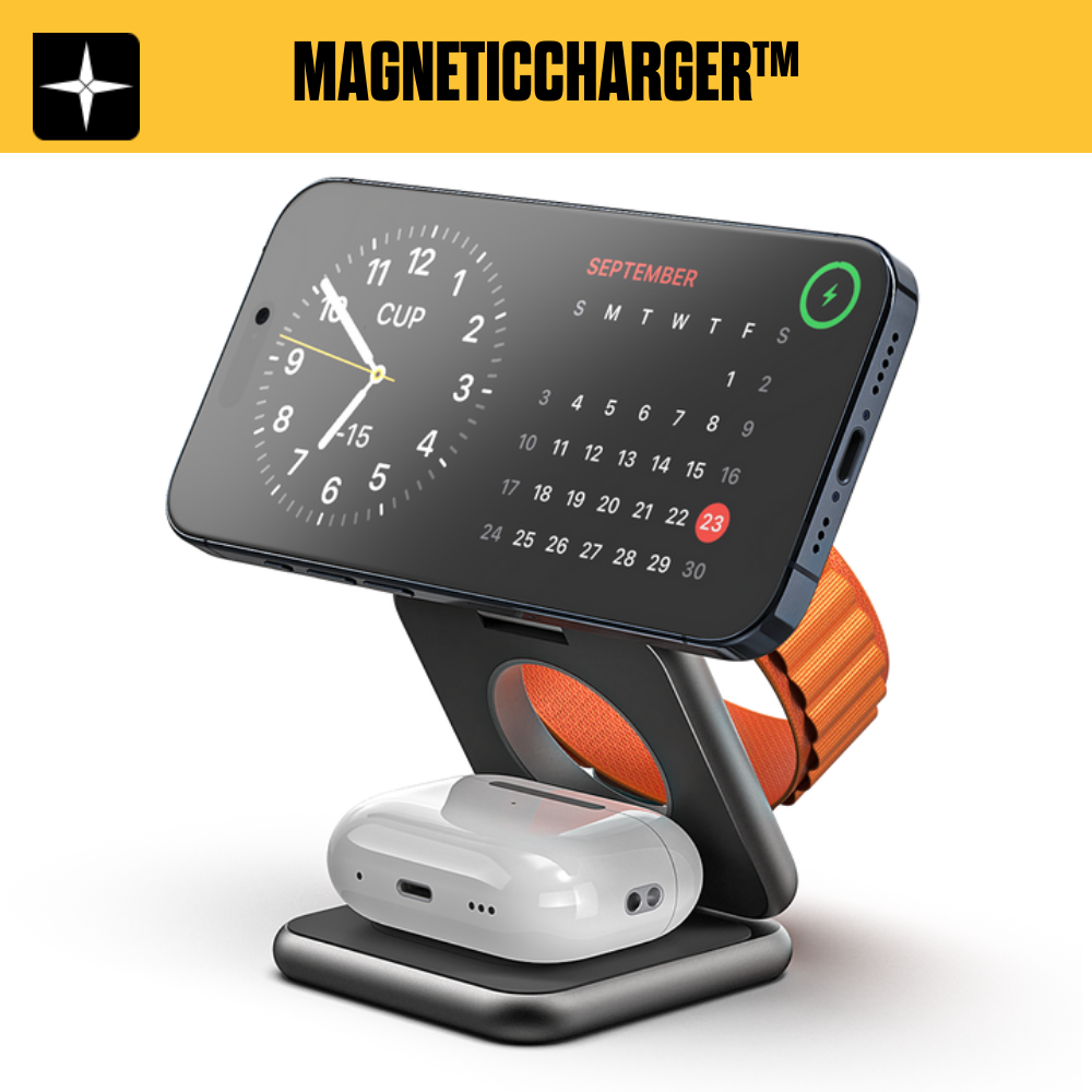 MagneticCharger™ | 3-I-1 Vikbar Magnetisk Trådlös Laddare & Ställ Kit