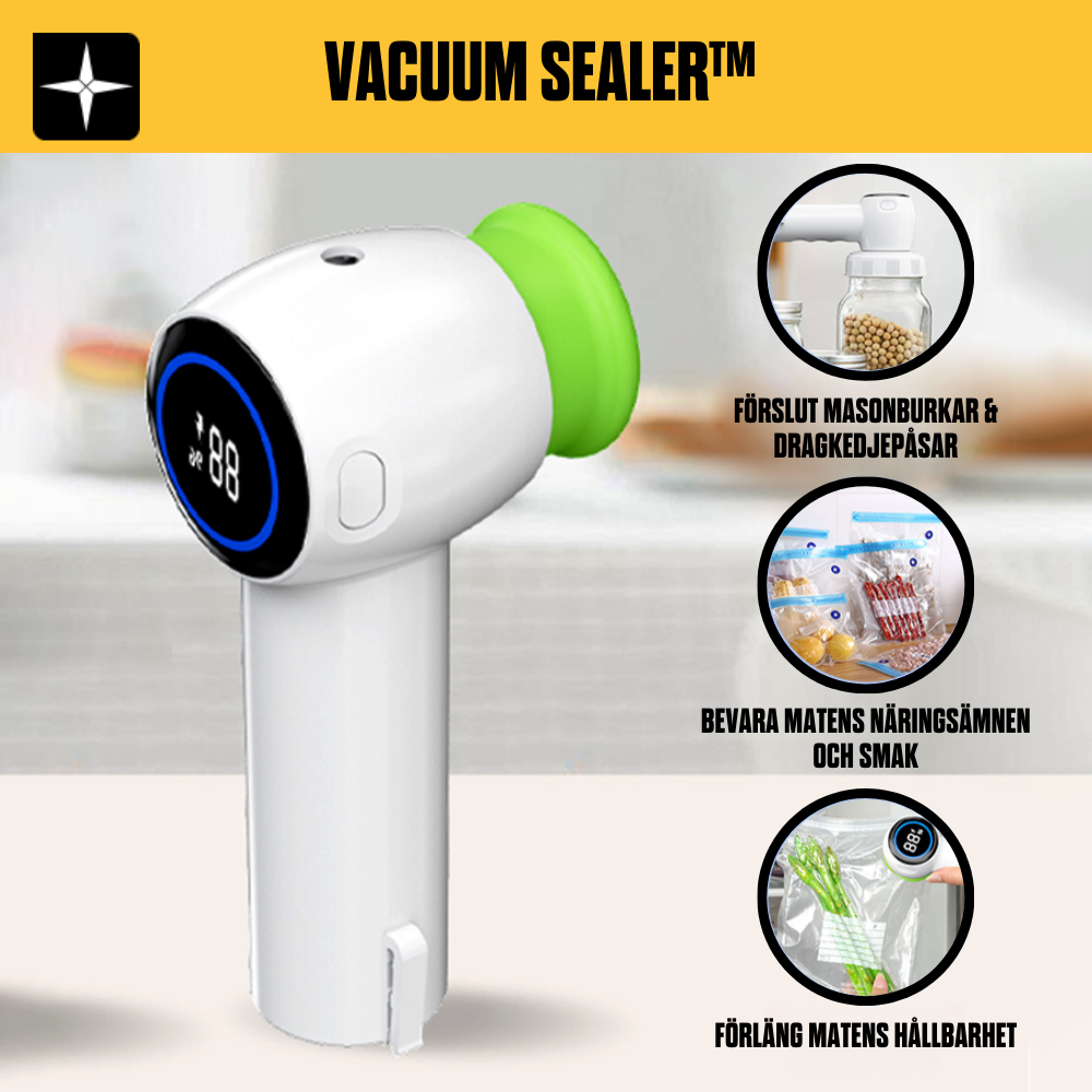 Vacuum Sealer™ | Allt-i-ett, Kompakt, Enkel och Bekymmersfri Förslutare