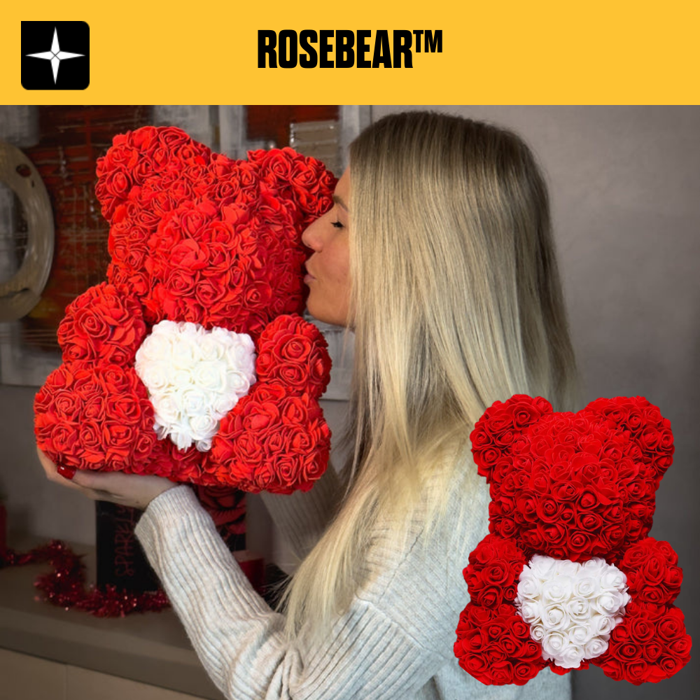 RoseBear™ | Alla hjärtans rosenbjörn med kärlekshjärta