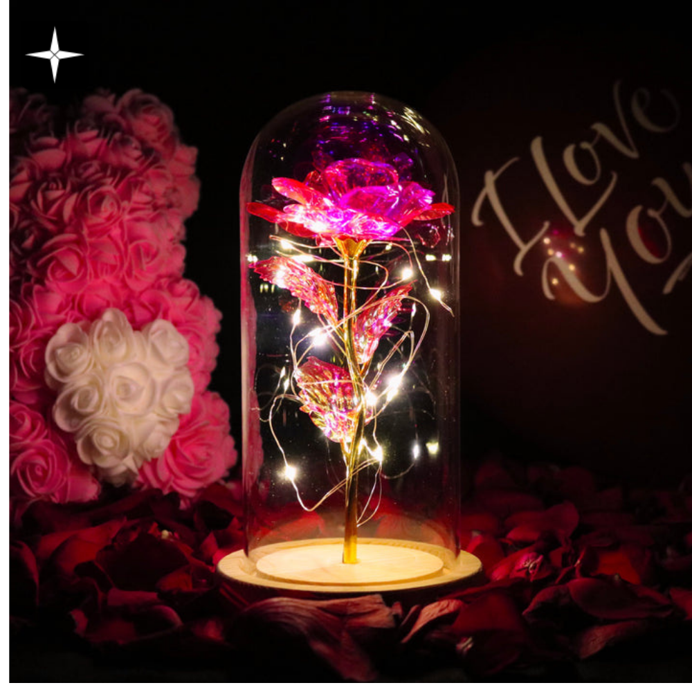 SparklyRose™ | Glimrande Glitter Förtrollad Ros LED Glasdisplay