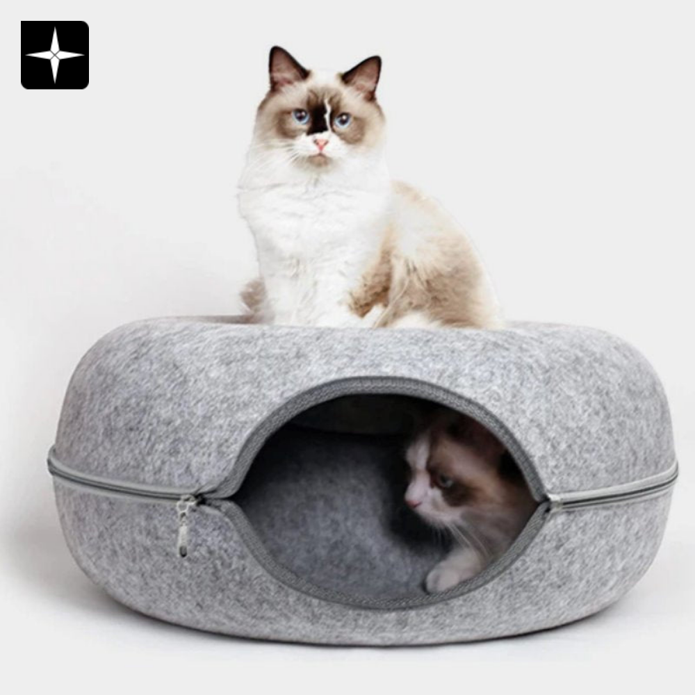 KittyCave™ | Mysig Donut Kattgrotta i mjukt plysch