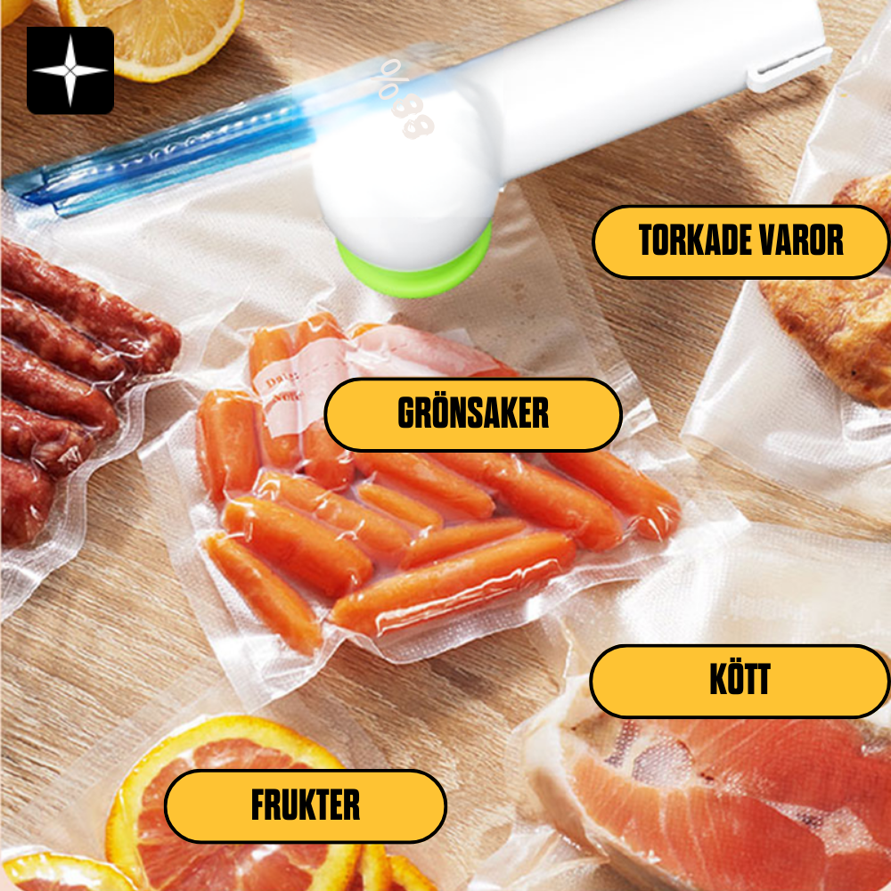 Vacuum Sealer™ | Allt-i-ett, Kompakt, Enkel och Bekymmersfri Förslutare