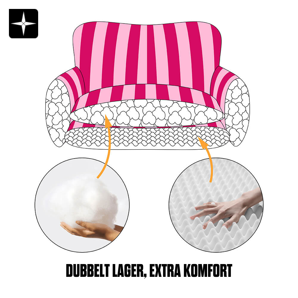 Purrfect Sofa™ | Modernt Dubbellagers Randigt Lammskinn Djursäng