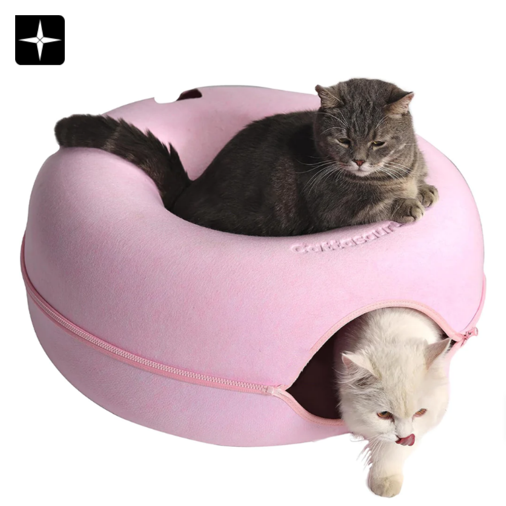 KittyCave™ | Mysig Donut Kattgrotta i mjukt plysch