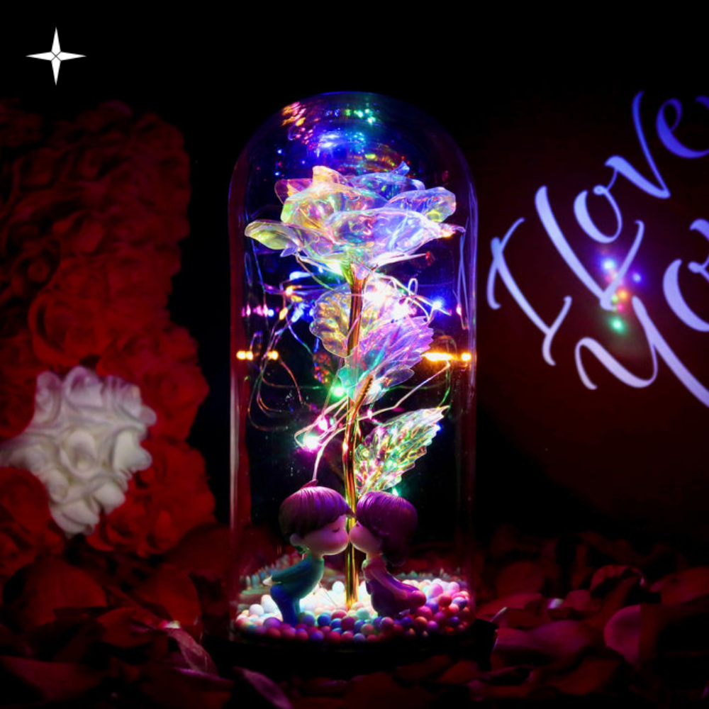 SparklyRose™ | Glimrande Glitter Förtrollad Ros LED Glasdisplay