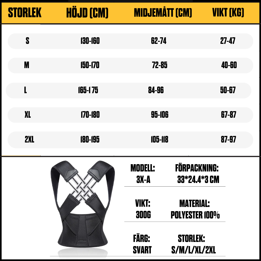 PosturePro™ | Korregerar din hållning med justerbar ryggrem